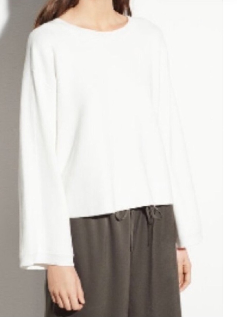 Vince Cropped Boxy Style Sweatshirt Top. Wide Cuff Size Small